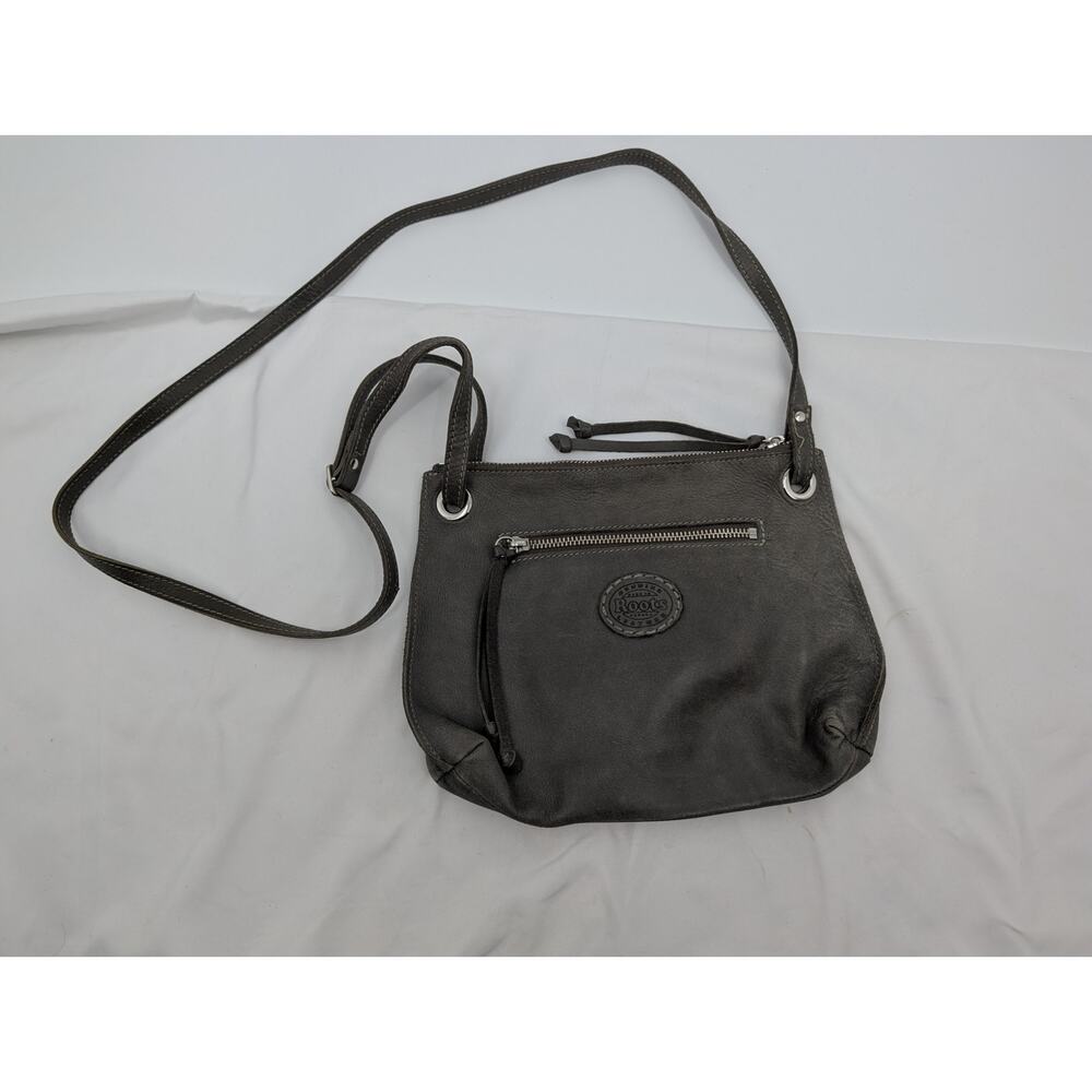 Roots Genuine Gray Leather Crossbody/Shoulder Bag **